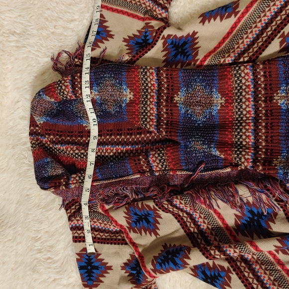 Kersh Aztec print open front cardigan with tassels size XS - Picture 11 of 16